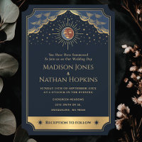 Starry Sun Moon Tarot Wedding Vintage Invite