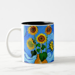 Starry Sunflower Night Two-Tone Coffee Mug