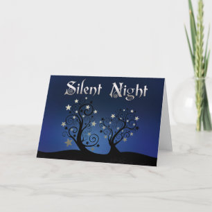 Starry Trees Silent Night Holiday Card