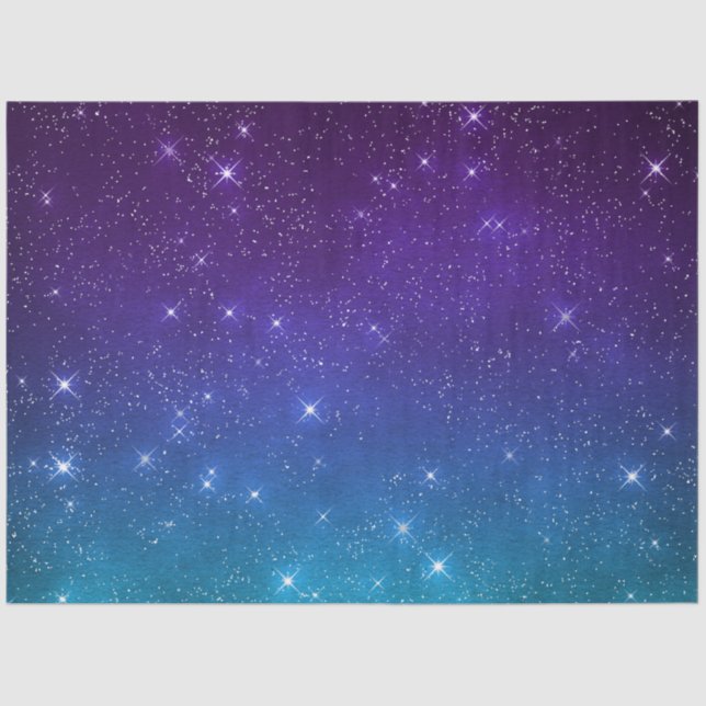 Starry twilight celestial night sky purple blue tissue paper (Front)