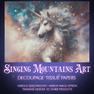 Starry Unicorn Fantasy Art Decoupage  Tissue Paper