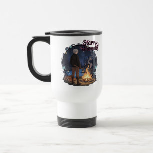 Starry Warmth - Lumberjack Anime Boy by Campfire Travel Mug