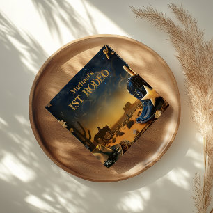 Starry Western Cowboy 1st Birthday Rodeo Napkin