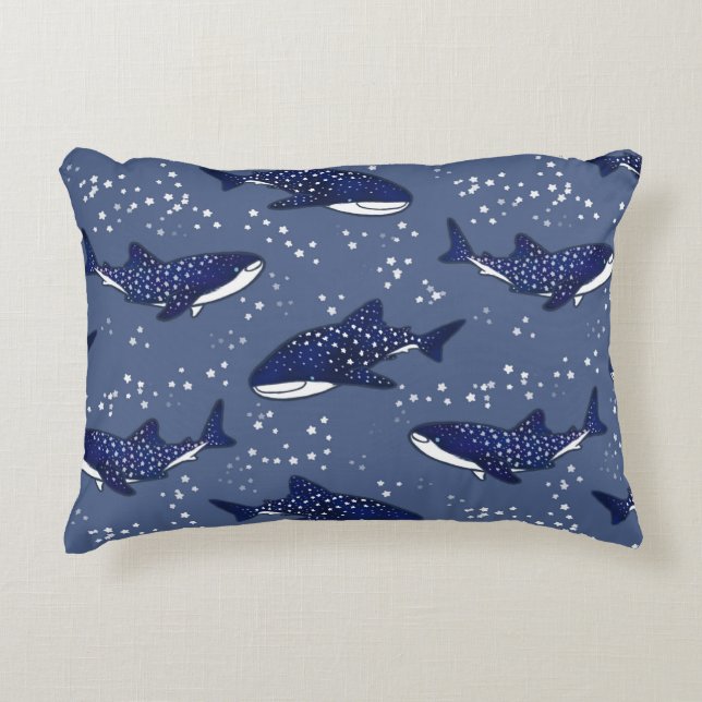 Starry Whale Shark (Dark) Decorative Cushion (Front)