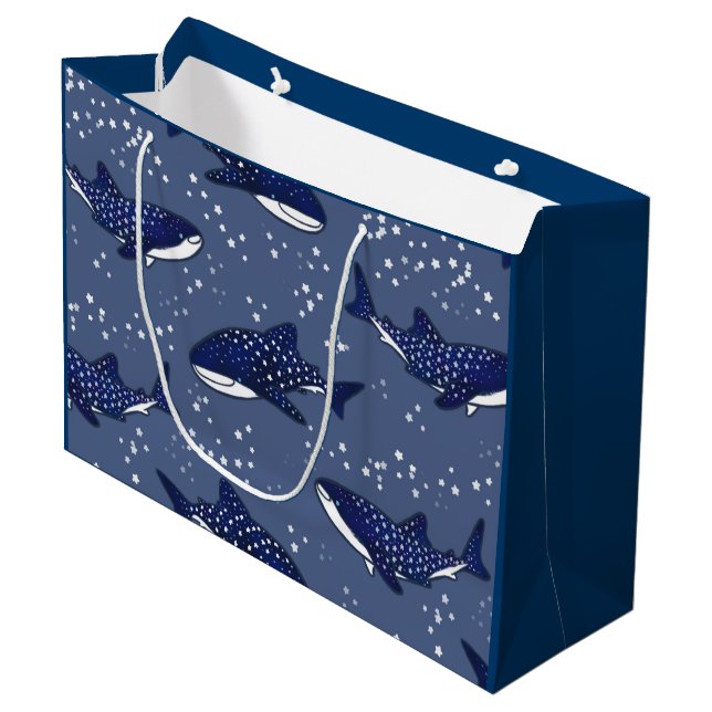 Starry Whale Shark (Dark) Large Gift Bag (Front Angled)