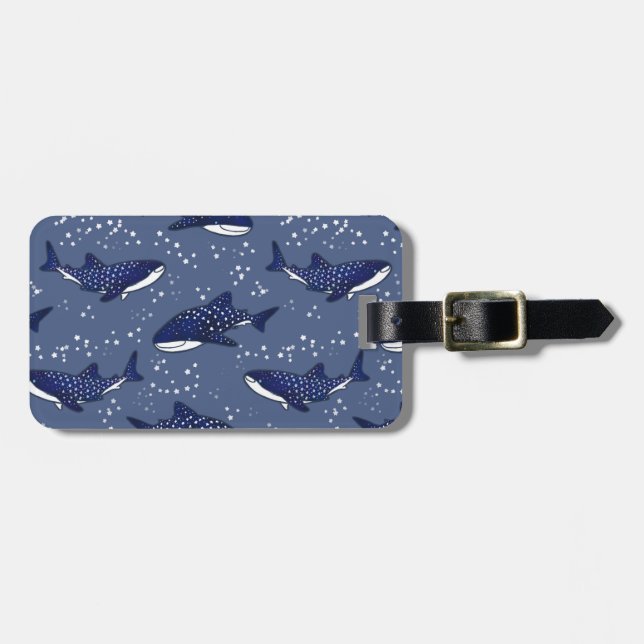 Starry Whale Shark (Dark) Luggage Tag (Front Horizontal)