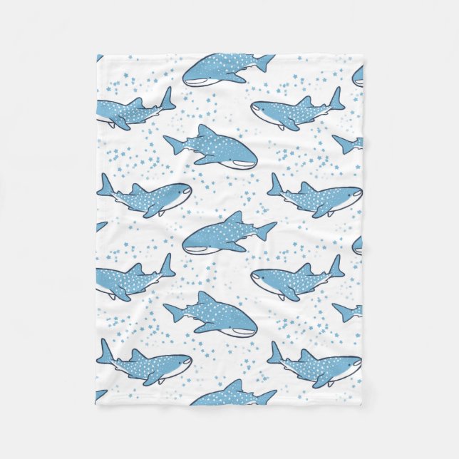 Starry Whale Shark (Light) Fleece Blanket (Front)
