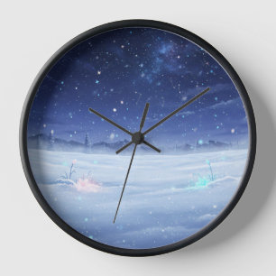 Starry Winter Field Wall Clock