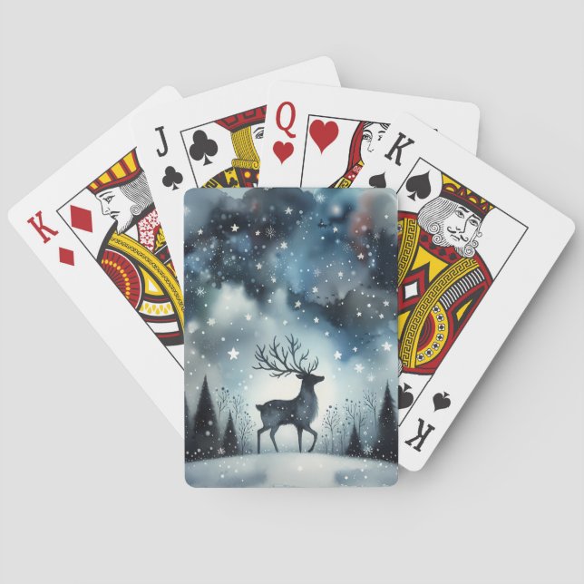Starry Winter Night Deer  Playing Cards (Back)