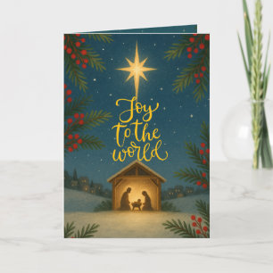 Starry Winter Night Nativity Christmas Card