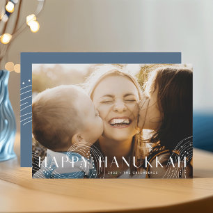 Starry Wish Elegant Hanukkah Photo Holiday Card