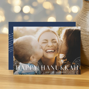 Starry Wish Elegant Hanukkah Photo Holiday Card