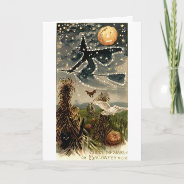 Starry Witch on Broomstick Card (Front)