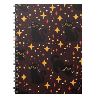 Starry Witchy Cats Spiral Notebook