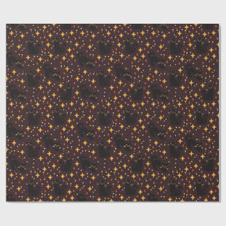 Starry Witchy Cats Wrapping Paper