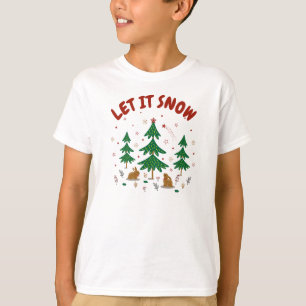 Starry Woodland Christmas Forest Rabbits T-Shirt