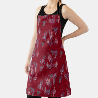 Starry Woods Apron - Christmas Red