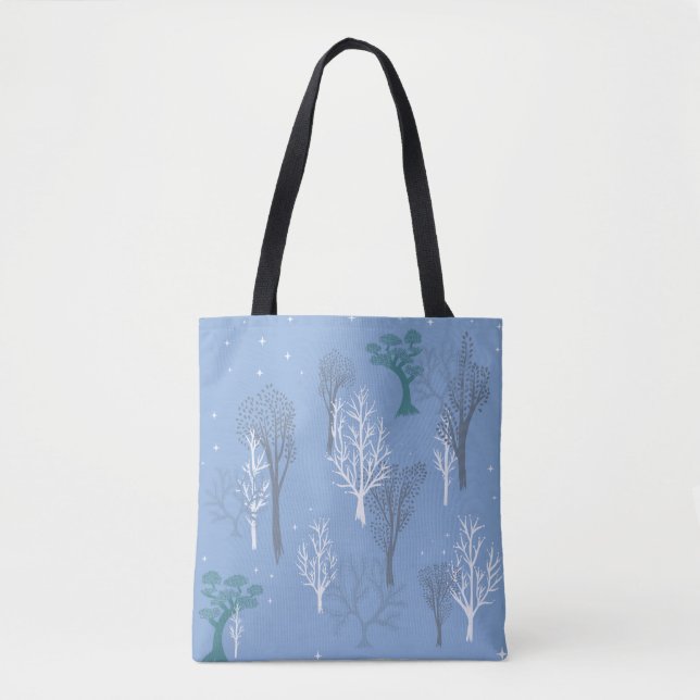 Starry Woods Tote Aqua Blue Bag (Front)