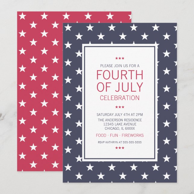 Stars 4th of July Independence Day Party Card (Front/Back)