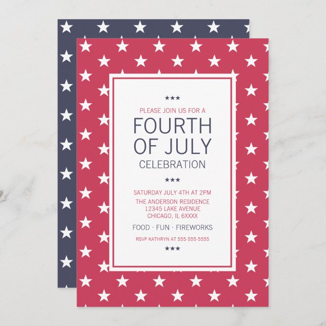 Stars 4th of July Independence Day Party Card (Front/Back)