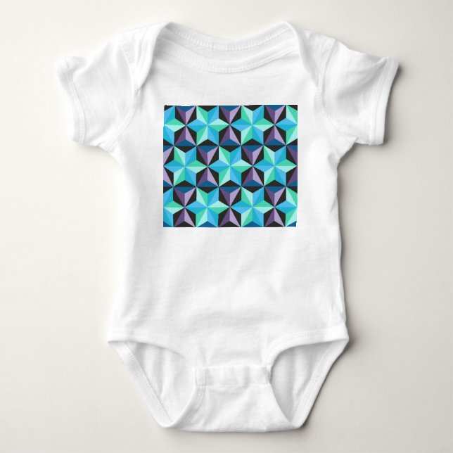 Stars Abstract Geometric Patchwork Baby Bodysuit (Front)