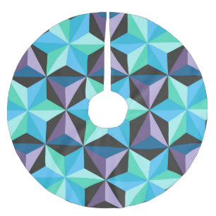 Stars Abstract Geometric Patchwork Brushed Polyester Tree Skirt