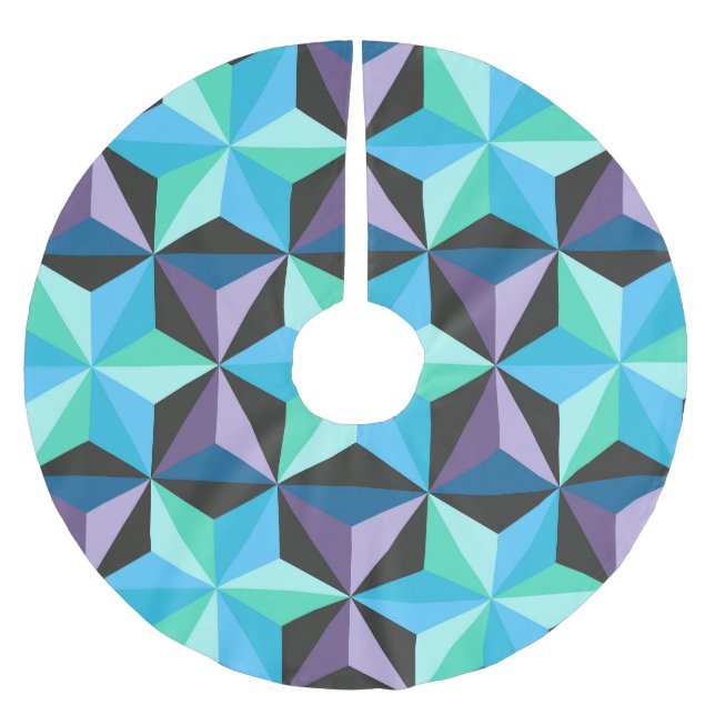 Stars Abstract Geometric Patchwork Brushed Polyester Tree Skirt (Front)