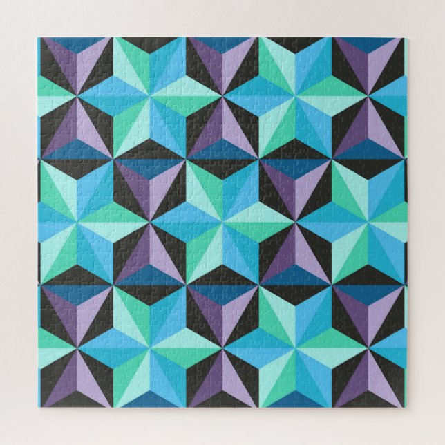 Stars Abstract Geometric Patchwork Jigsaw Puzzle (Vertical)