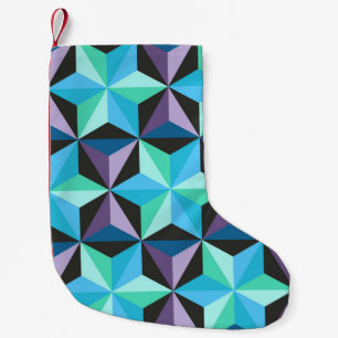 Stars Abstract Geometric Patchwork Small Christmas Stocking