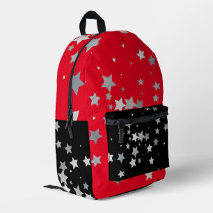 Stars All Over Red and Black Printed Backpack