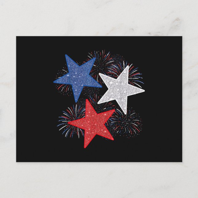 Stars American Flag Fireworks 4th Of July Independ Postcard (Front)