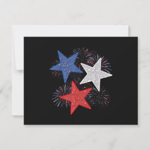 Stars American Flag Fireworks 4th Of July Independ Thank You Card