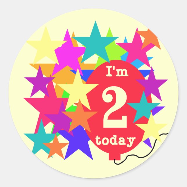 Stars and Balloon 2nd Birthday T-shirts and Gifts Classic Round Sticker (Front)