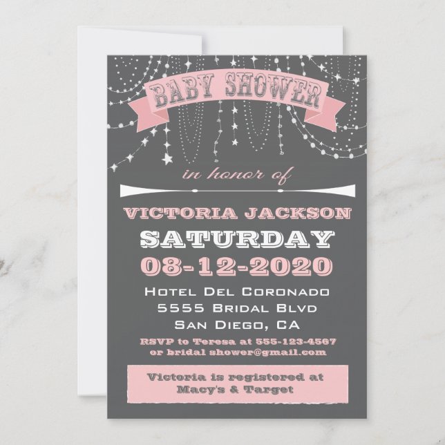 Stars and beads Baby Shower Invitations (Front)