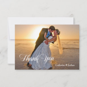Stars and Bokeh Lights Photo Wedding Thank You Card