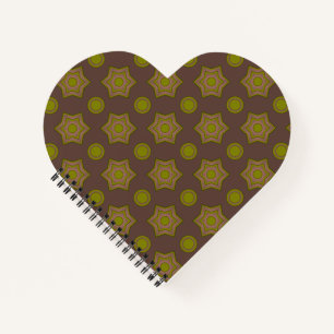 Stars and circles in brown and green notebook