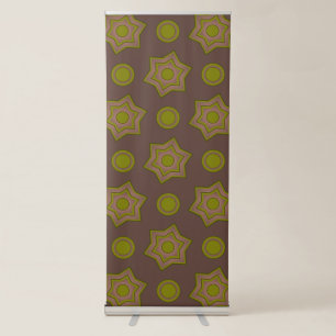 Stars and circles in brown and green retractable banner