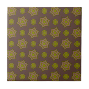 Stars and circles in brown and green tile