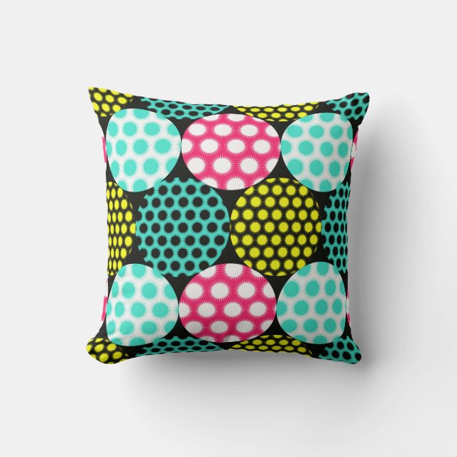 Stars and circles, multicolor pop pattern. cushion (Front)