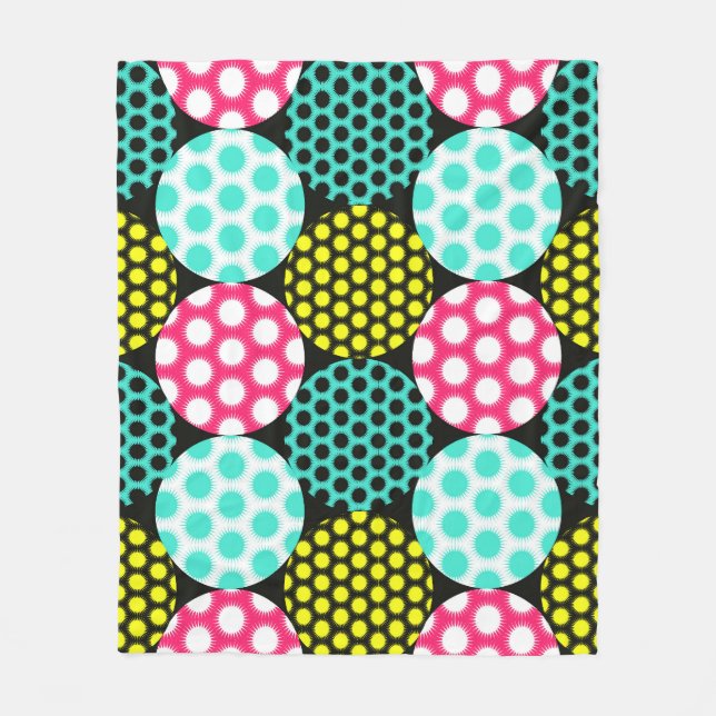 Stars and circles, multicolor pop pattern. fleece blanket (Front)