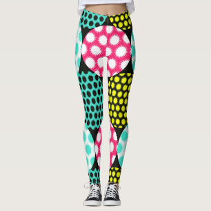 Stars and circles, multicolor pop pattern. leggings