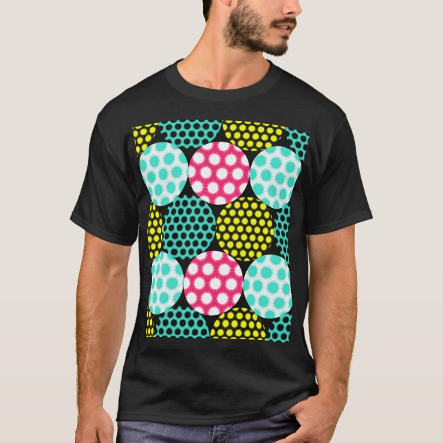 Stars and circles, multicolor pop pattern. T-Shirt (Front)