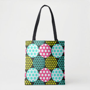 Stars and circles, multicolor pop pattern. tote bag