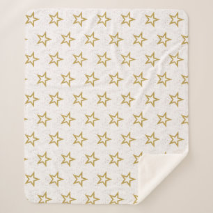 Stars And Confetti Pink, Gold And White Elegant Sherpa Blanket