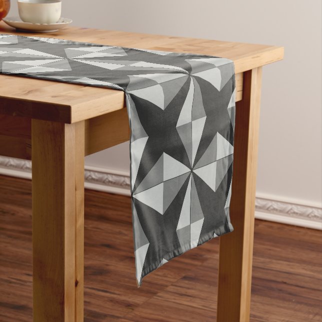 Stars and Diamonds Grey Short Table Runner (In Situ)