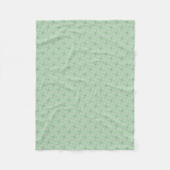 Stars and Diamonds pattern Green Fleece Blanket (Front)