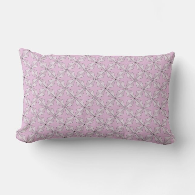 Stars and Diamonds pattern Pink Grey Lumbar Cushion (Front)
