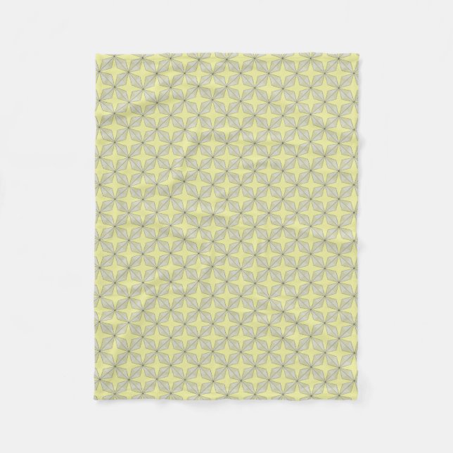 Stars and Diamonds pattern Yellow Fleece Blanket (Front)