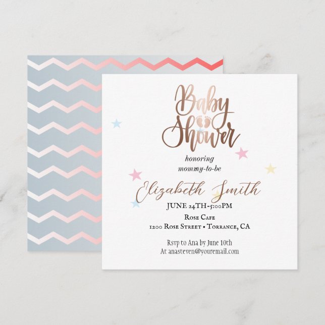 Stars and dots for your princess invitation (Front/Back)