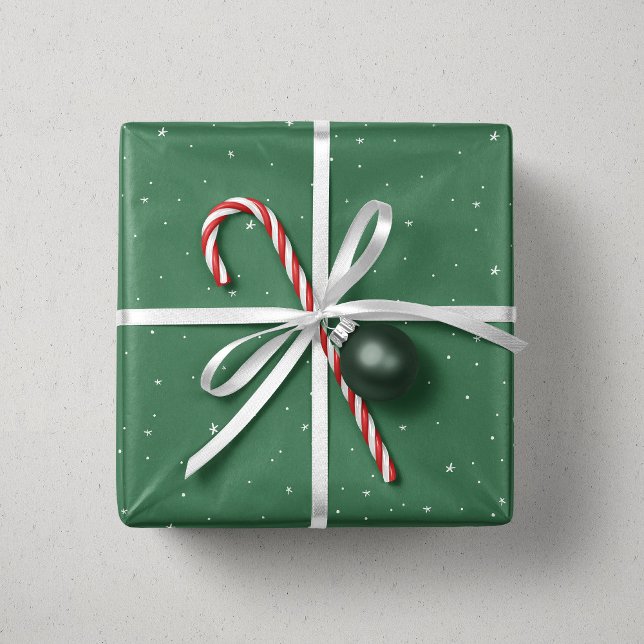 Stars and dots green white cute fun Christmas Wrapping Paper (Creator Uploaded)